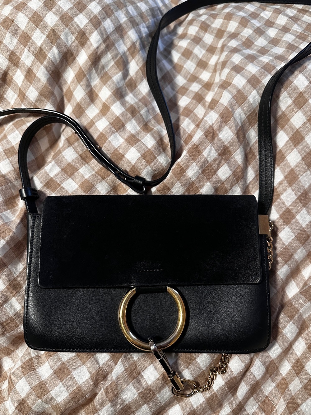 Chloe Faye  crossbody shoulder bag / black leather suede